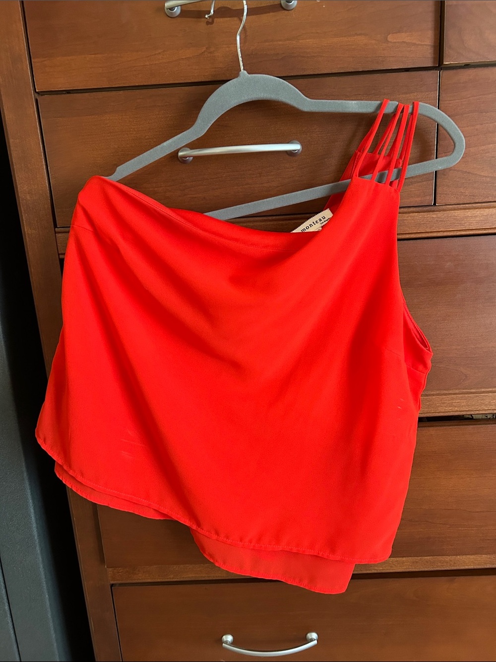One-Shoulder Red top with Strappy Detail